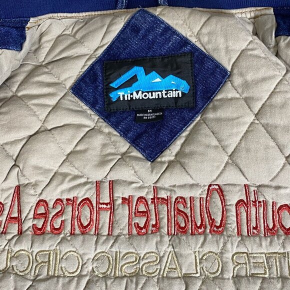 Vintage Quarter Horse Varsity Jacket Mens M Equine Western Country Denim - Picture 3 of 10